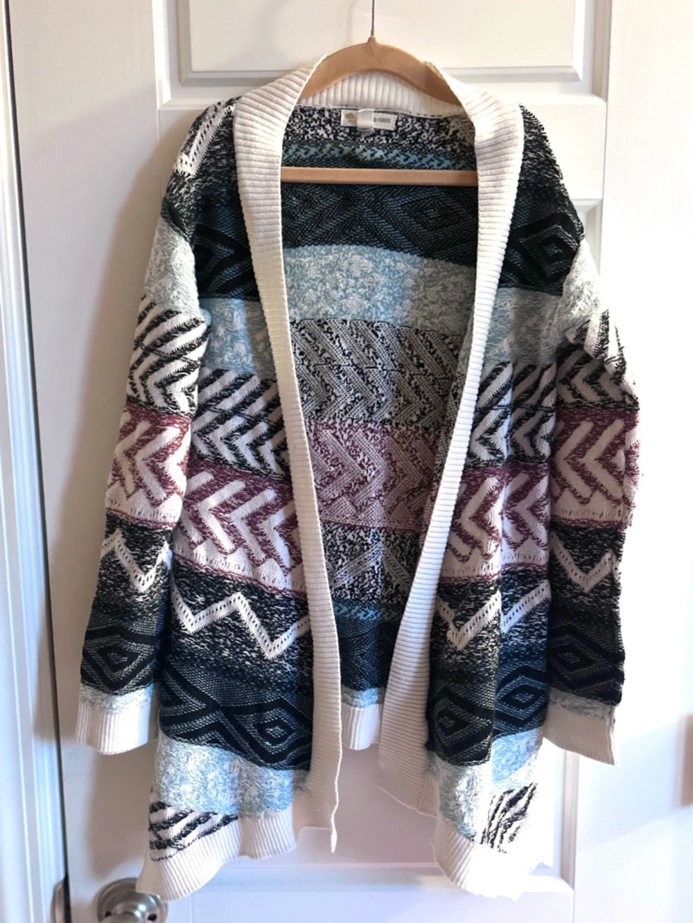 Tucker + Tate Girls L (10-12) Aztec Open Front Cardigan Multicolor Geometric